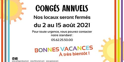 Fermeture d&rsquo;été